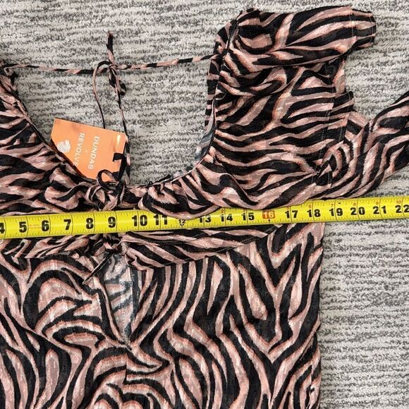 NWT Dundas X Revolve Lana Blouse in Natural Zebra Blouse XS Metallic - Picture 8 of 14